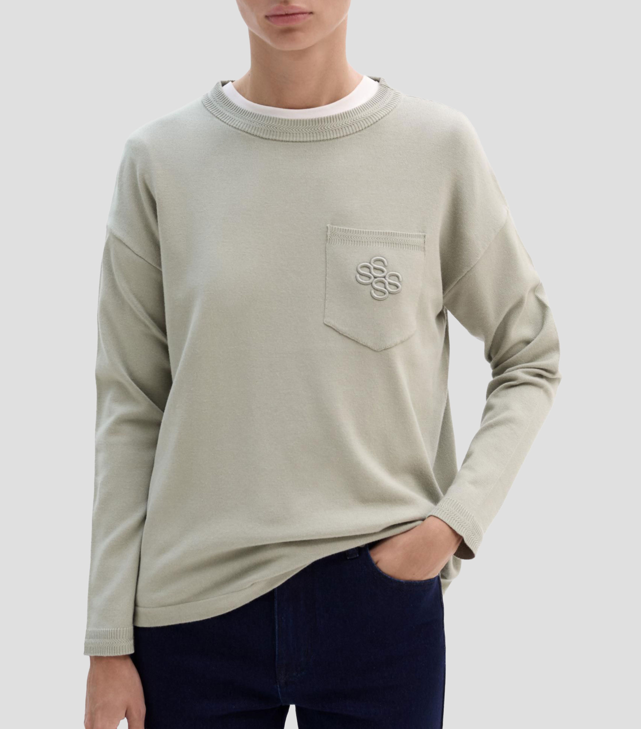 Suéter cuello redondo manga larga Mujer